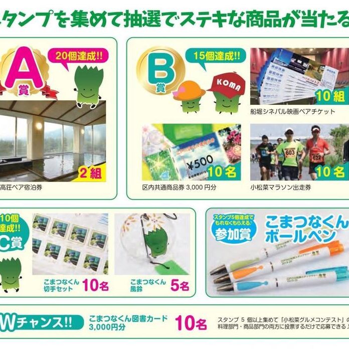 第6回小松菜グルメスタンプラリーの参加賞および当選景品を発送しました。